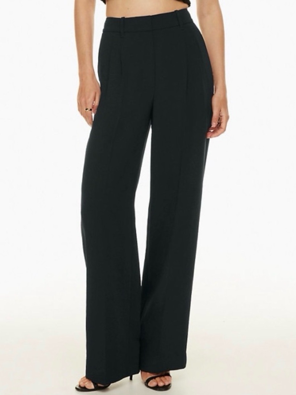 Aritzia Effortless Pant Viscose Cotton Blend Full Length Black Trouser Size 12